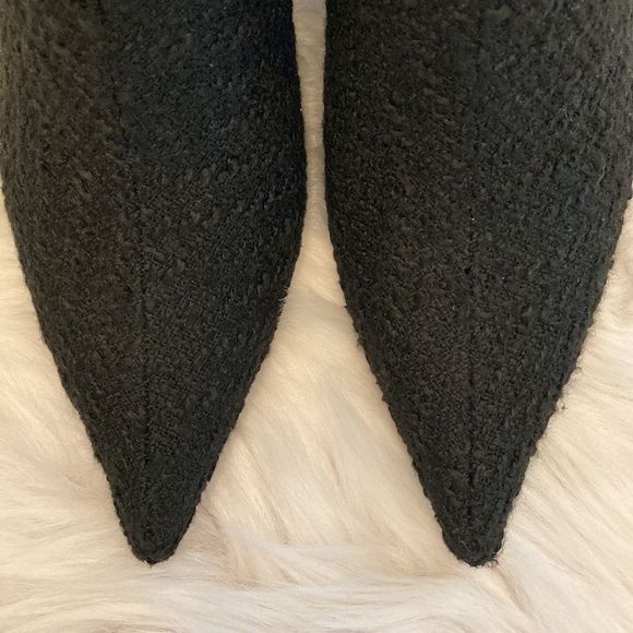 Zara Black Fabric Heeled Pointed Toe Ankle Boots - Picture 9 of 9